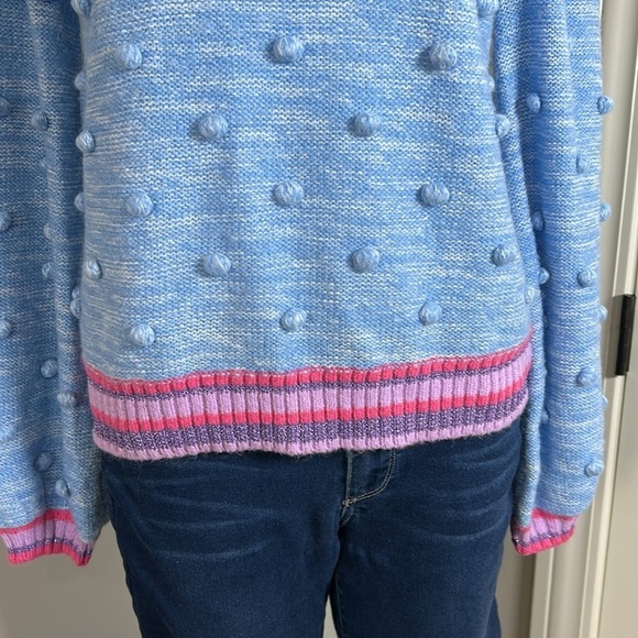 Lilly Pulitzer Verna Sweater Pom Pom Blue Pink Womens Crewneck Sz M - Picture 4 of 14